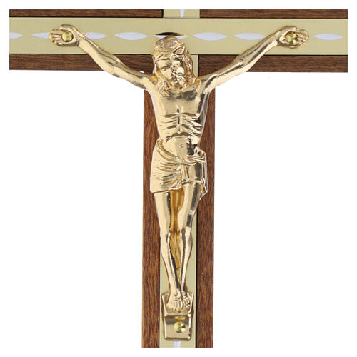 Croce parete mogano Cristo dorato lamierino oro 20 cm 2