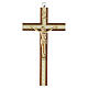 Croce parete mogano Cristo dorato lamierino oro 20 cm s1