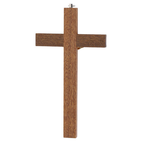Wall crucifix in mahogany wood with gilded metal Christ and gold-colored metal trims, 20 cm 4