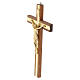 Wall crucifix in mahogany wood with gilded metal Christ and gold-colored metal trims, 20 cm s3