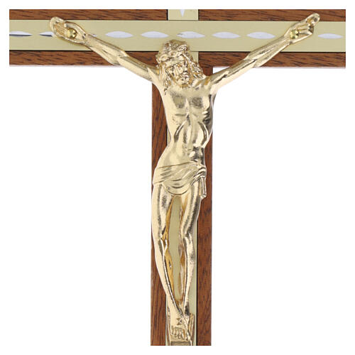 Crucifijo madera caoba detalles dorados Cristo relieve 25 cm 2