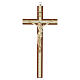 Crocifisso legno mogano dettagli dorati Cristo rilievo 25 cm s1