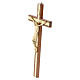 Crocifisso legno mogano dettagli dorati Cristo rilievo 25 cm s3