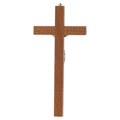 Crucifixo em madeira de mogno com detalhes dourados e Cristo em relevo 25 cm 4