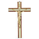 Cruz de parede em mogno com inserções douradas e Cristo dourado 30 cm s1