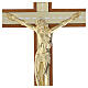 Cruz de parede em mogno com inserções douradas e Cristo dourado 30 cm s2