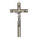 Crucifix bois de charme foncé insert central clair corps du Christ en métal 25 cm s1