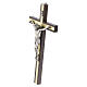 Crucifix bois de charme foncé insert central clair corps du Christ en métal 25 cm s3