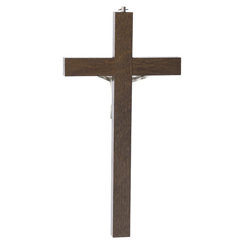 Crocifisso carpino scuro intarsio centrale Cristo metallico 25 cm 4