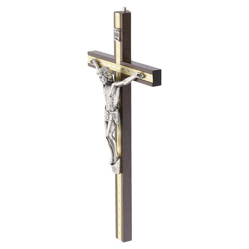 Crucifix charme foncé avec inserts ivoire et corps argenté 30 cm 3