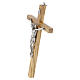 Crucifixo em madeira de oliveira corpo metálico prateado 16 cm s3