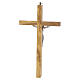 Crucifixo em madeira de oliveira corpo metálico prateado 16 cm s4