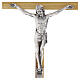 Olivewood crucifix, 8 in, silvered metal body of Christ s2