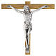 Olive wood wall crucifix with silver metal Christ, 25 cm s2