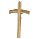 Crucifix bois olivier traverse courbée corps métal argenté 20 cm s4