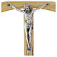Olive wood crucifix with curved top beam and silvered metal body, 20 cm s2
