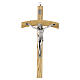 Olivewood crucifix, 10 in, metal body of Christ, arched crossbar s1