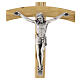 Olivewood crucifix, 10 in, metal body of Christ, arched crossbar s2