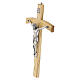 Olivewood crucifix, 10 in, metal body of Christ, arched crossbar s3