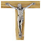 Crucifijo madera olivo cuerpo metal plateado 13 cm s2