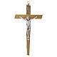 Olivewood crucifix, 8 in, silver-plated metal body of Christ s1