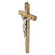 Olivewood crucifix, 8 in, silver-plated metal body of Christ s3