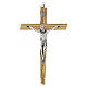 Olivewood wall crucifix, silvered metal body of Christ, 10 in s1