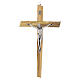 Crucifix artisanal bois d'olivier corps en alliage argenté 30 cm s1