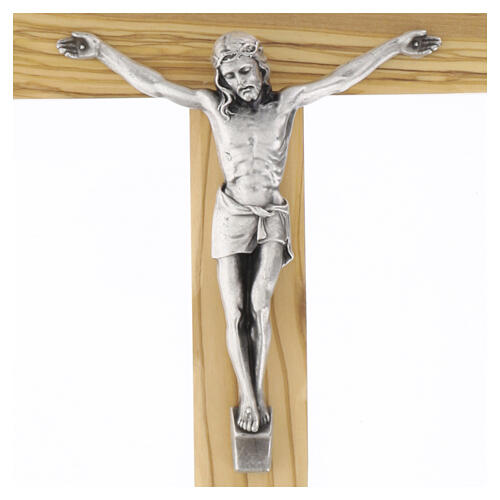 Crucifijo olivo cuerpo plateado 35 cm 2