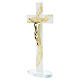 Cruz de vidro de Murano decorações em ouro e base de apoio 20x10 cm s2