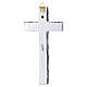 Crucifix argenté effet bois, corps en résine blanche 16x8 cm s3