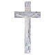 Crucifixo efeito madeira prateado corpo em resina branca 16x8 cm s1