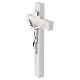 Resin Wall Crucifix with White Wood-Effect Finish and Polished Silver Body, 16x8 cm s2