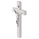Crucifixo de parede branco com acabamento imitação madeira e corpo prateado 21x10 cm s2