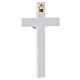 Crucifixo de parede branco com acabamento imitação madeira e corpo prateado 21x10 cm s3