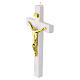 Crucifijo efecto madera blanca cuerpo dorado 21x10 cm resina s2