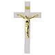 White wood-effect crucifix with golden body 21x10 cm resin s1