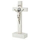 Saint Benedict table cross in white resin with wood effect, 18x10 cm s2
