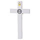 Cruz de resina San Benito blanco detalles plateados 21x10 cm s3