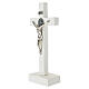 Crucifix de table en résine blanche 25x10 cm Saint Benoît s3