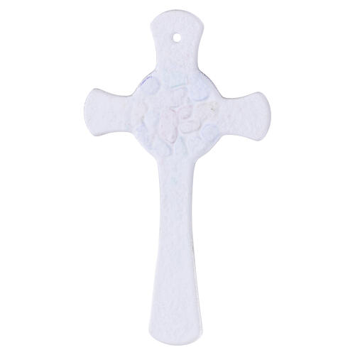 Murano glass circle cross multicolor stones silver-finished Christ, 16x10 cm 2