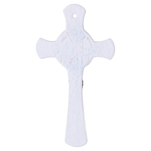Murano glass cross with central circle and multicolour stones, 8x4 in 2