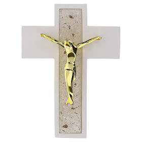 Crocifisso parete in vetro di Murano dettagli dorati 13,5x10 cm