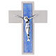 Croce parete bianca con inserto blu in vetro di Murano 13,5x10 cm s1