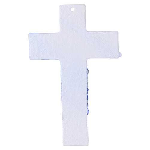 Modern Murano glass cross white with blue inserts 16x10.5 cm 2