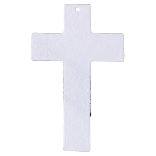 Cruz de pared de vidrio de Murano satinado con detalles rosados 16x10,5 cm 2