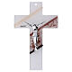 Murano glass wall cross satin-finished with pink inserts, 16x10.5 cm s1