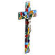 Multicolor Murano glass cross with silvered Christ corpus, 21x11.5 cm s2