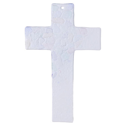Transparent Murano glass crucifix with multicolored fragments, 21x11.5 cm 3