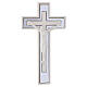 White wall cross with silver border and matte body of Christ, 10x6 in s1